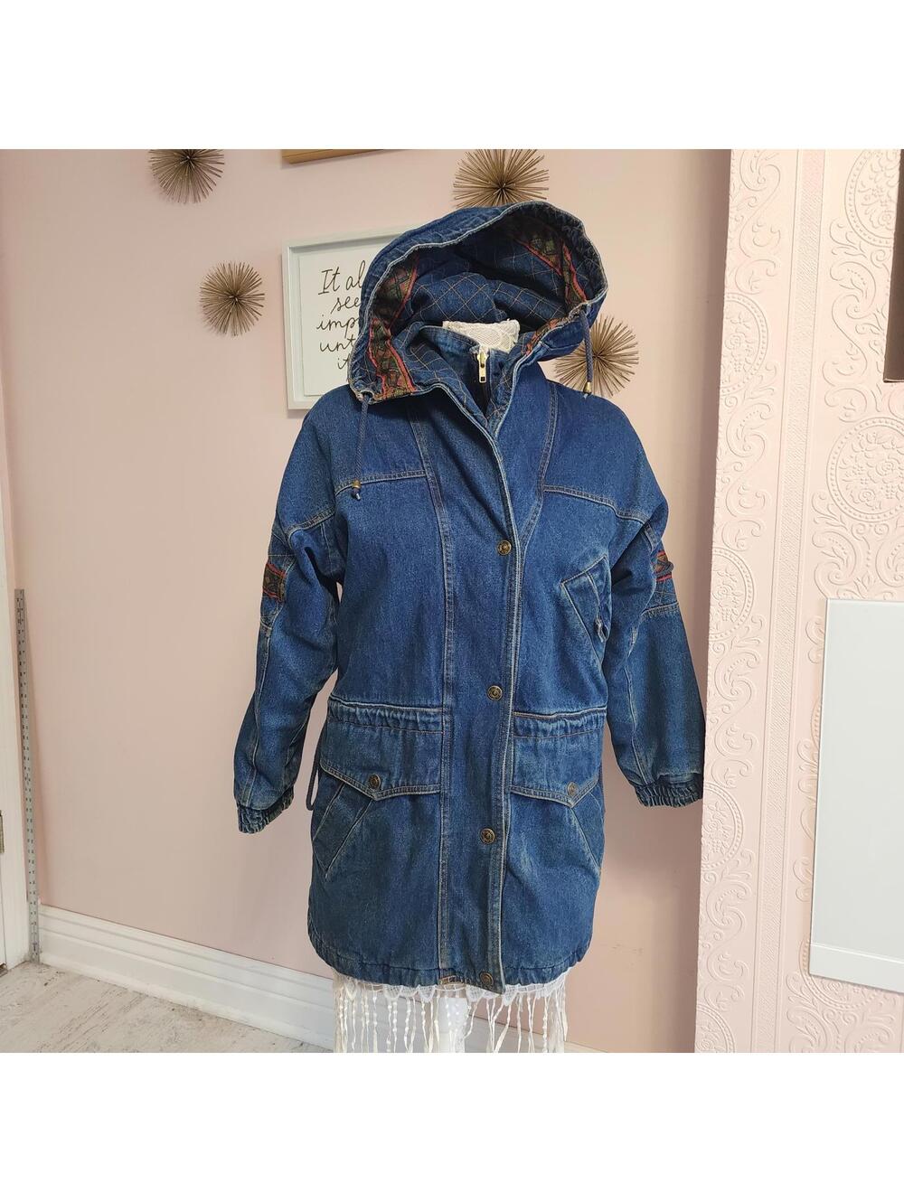 Current Seen Denim Jean jacket long super warm flannel inside heavier L 14
